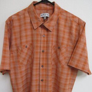 Orvis Orange Plaid Short-Sleeve Button-Up Lightweight Shirt XL